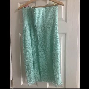 Aqua lace David’s Bridal dress